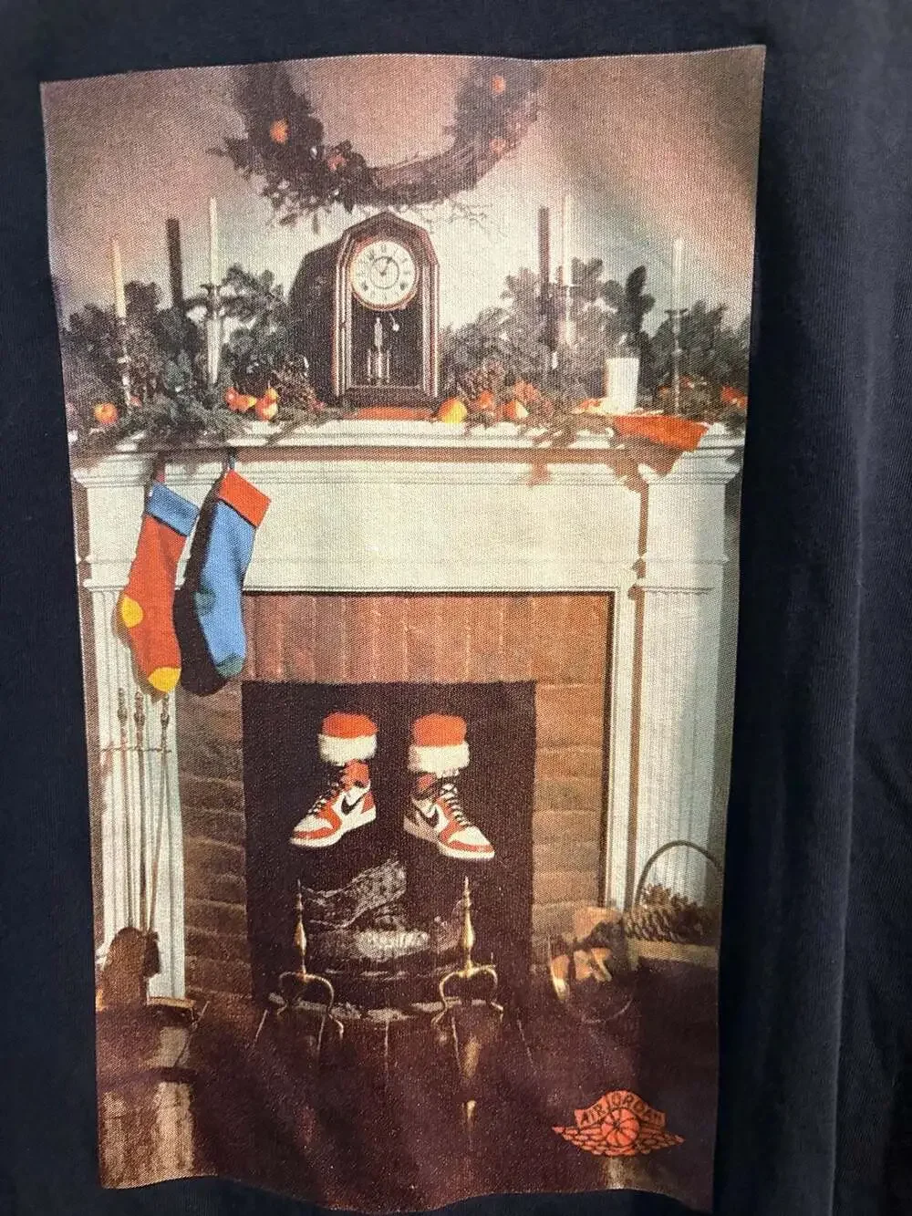 Jordan AJ85 Chimney Christmas Photo T-Shirt Black XL